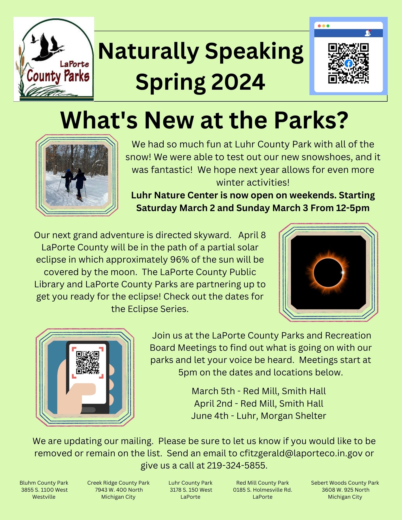 Naturally Speaking Spring 2024 La Porte County Parks Department   1 